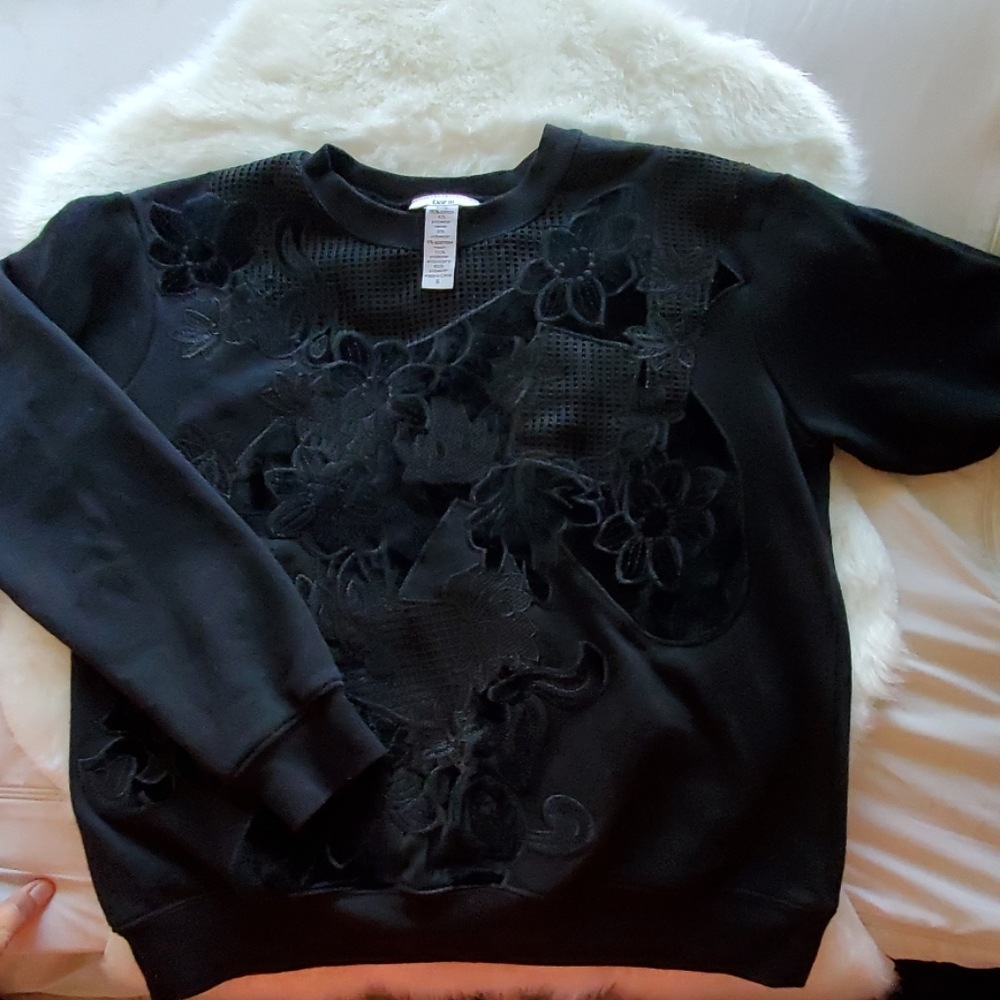 BAR lll sweater black embroidered floral